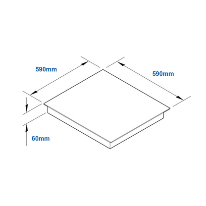 Dimensions of the Haier induction cooktop.