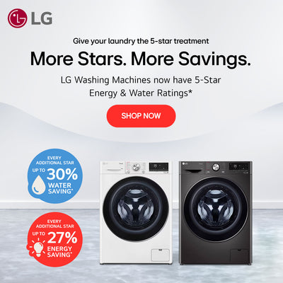 save more water and energy with LG 5 star washing machines