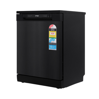 Omega Appliances 60cm Freestanding Dishwasher Black Stainless Steel