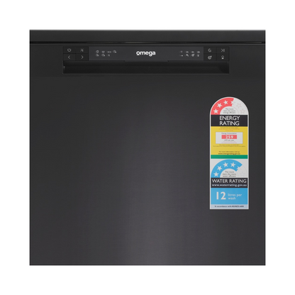 Omega Appliances 60cm Freestanding Dishwasher Black Stainless Steel