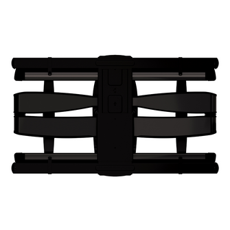 Front view of a heavy-duty full-motion TV wall mount bracket, designed for extra-large screens with dual articulated arms for enhanced stability and flexible positioning.