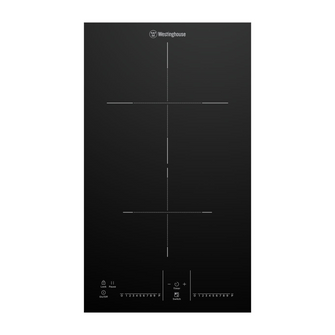 Front view of the Westinghouse 30cm 2 zone induction cooktop, showing the 2 cooking zones and the touch & slide controls.