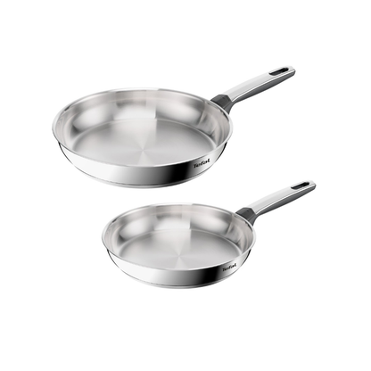 Tefal Emotion+ Induction Stainless Steel Uncoated Twin Pack Frypan 24/28cm