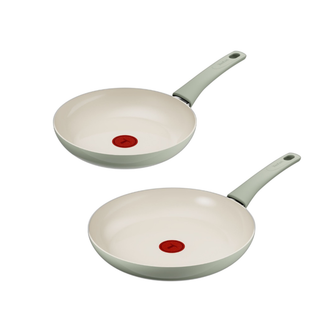 Tefal Recycle Induction Ceramic Green Lichen Twin Pack Frypans 24/28cm