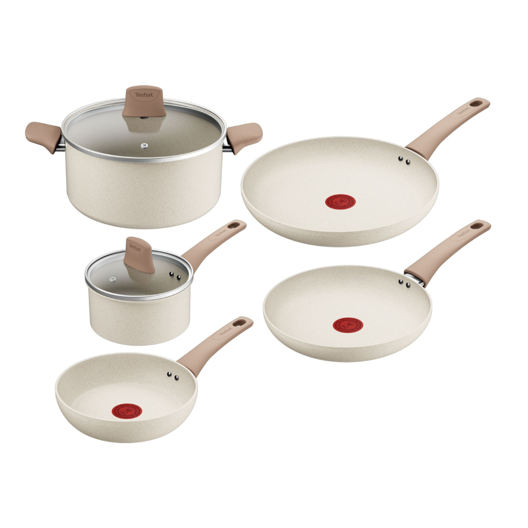 Tefal White Stone Induction Non-Stick 5pc Cookware Set