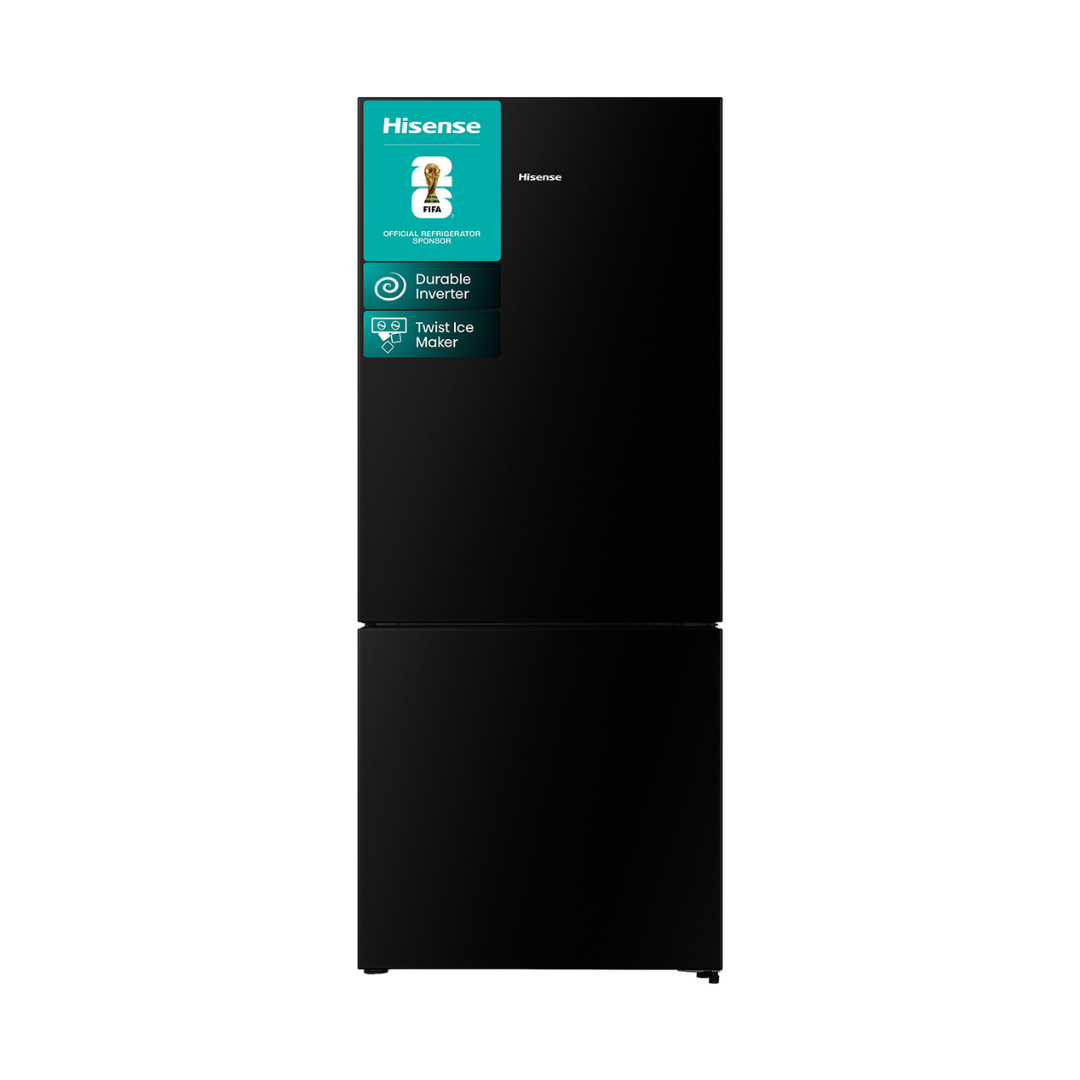Hisense 417L Bottom Mount Fridge Black Steel