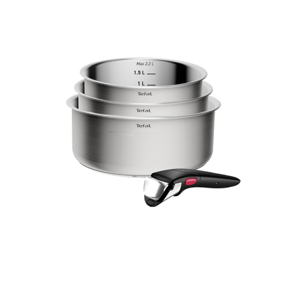 Tefal Ingenio Emotion+ Induction Uncoated Stainless Steel 4pc Pot Set