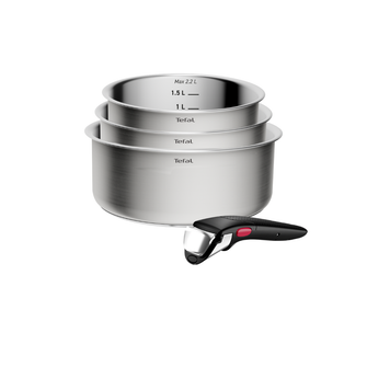 Tefal Ingenio Emotion+ Induction Uncoated Stainless Steel 4pc Pot Set