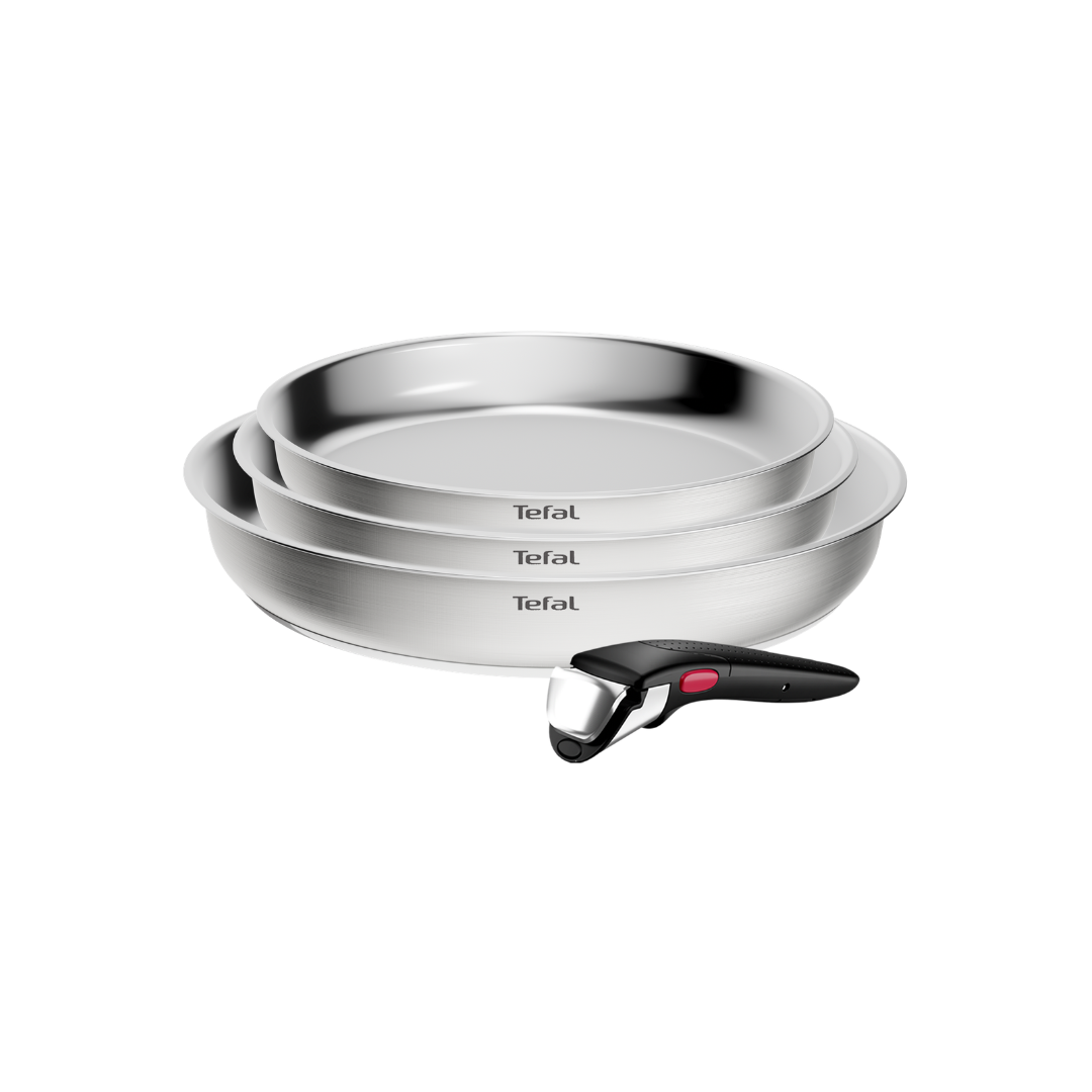 Tefal Ingenio Emotion+ Induction Uncoated Stainless Steel 4pc Frypan Set
