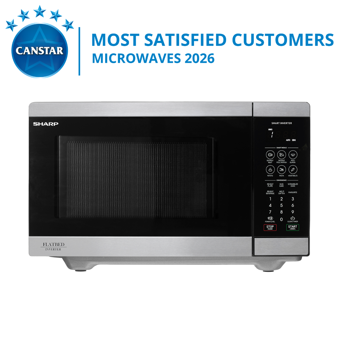 Sharp 26L 900W Flatbed Inverter Microwave Stainless Steel