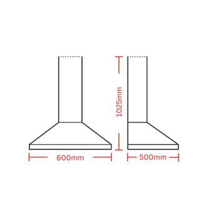 Euromaid 60cm Pyramid Canopy Rangehood
