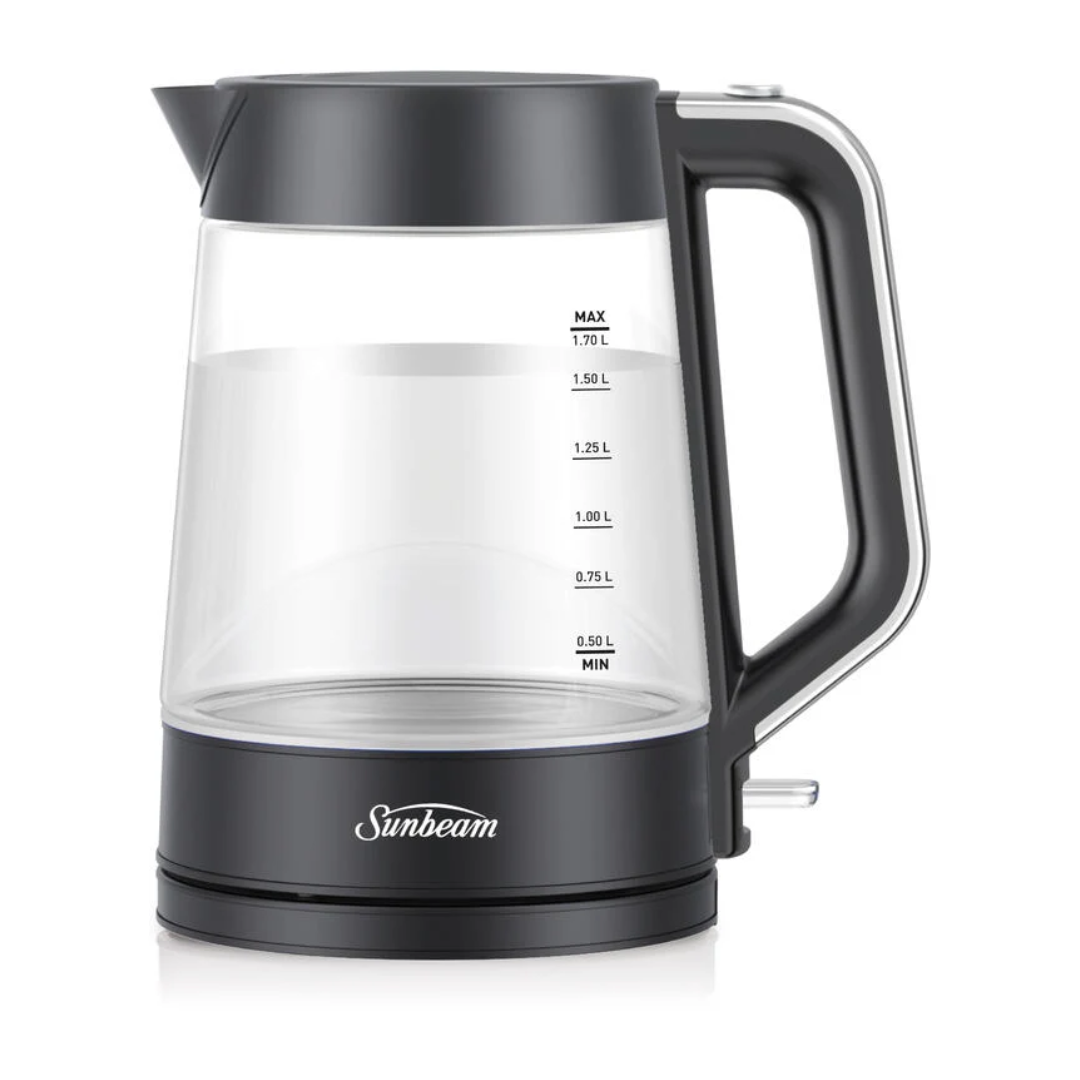 Sunbeam 1.7L Black Classic Glass Kettle