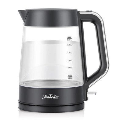 Sunbeam 1.7L Black Classic Glass Kettle