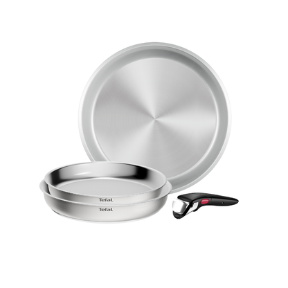 Tefal Ingenio Emotion+ Induction Uncoated Stainless Steel 4pc Frypan Set