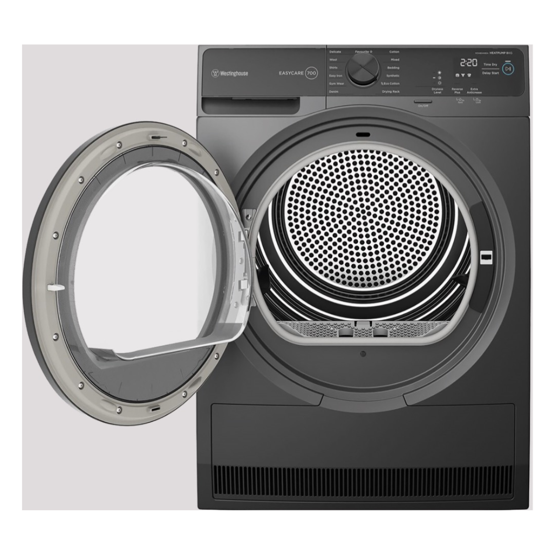 Westinghouse 8kg EasyCare 700 Series Heat Pump Dryer Metallic Grey