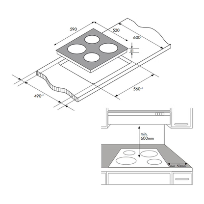 Chef 60cm 4 Zone Ceramic Cooktop