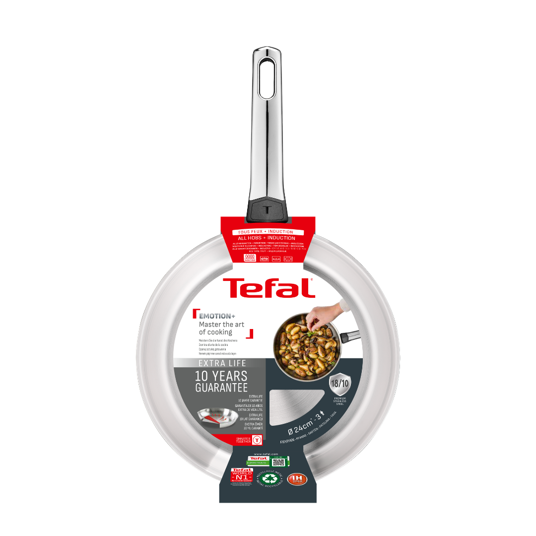 Tefal Emotion+ Induction Stainless Steel Uncoated Frypan 24cm