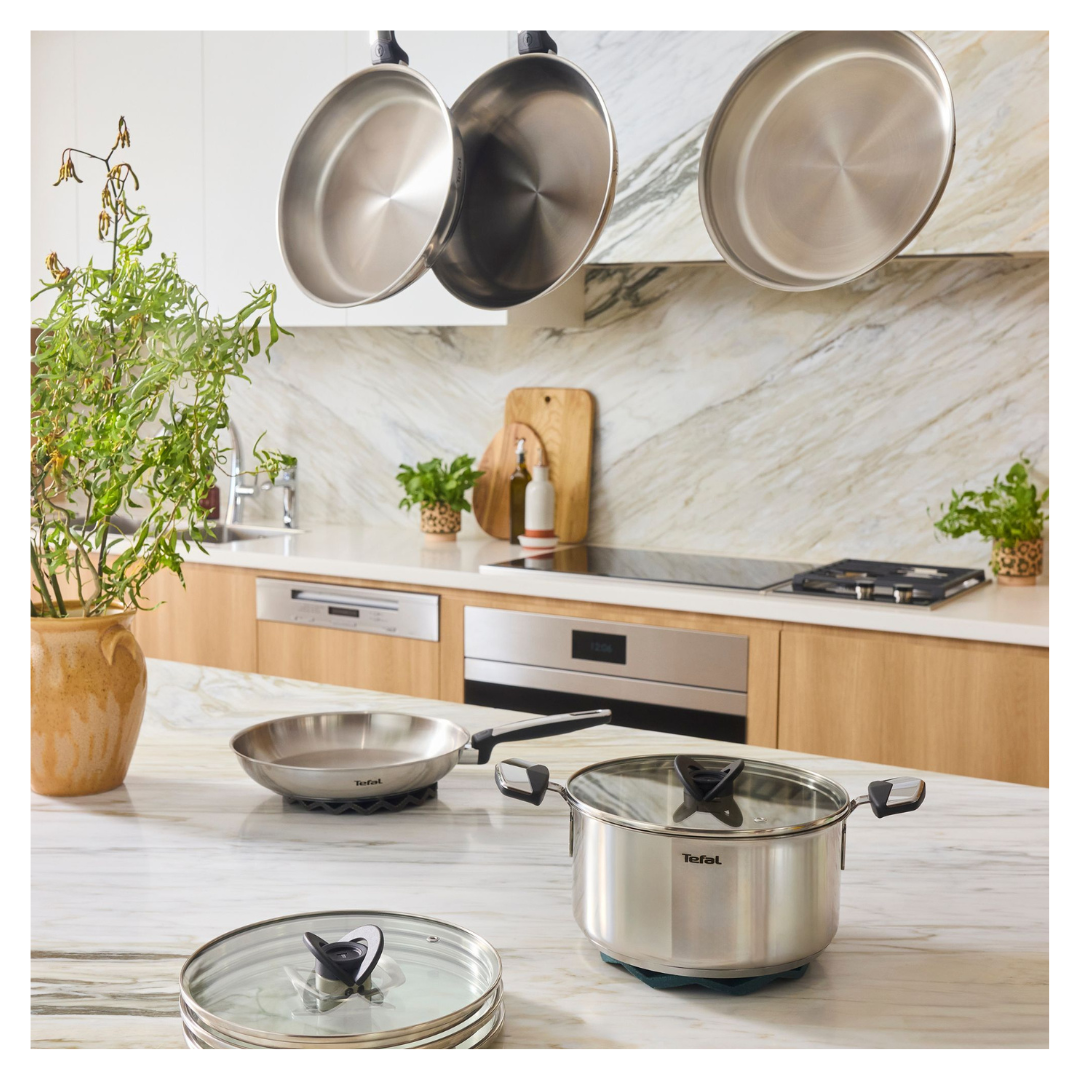 Tefal Emotion+ Induction Stainless Steel Uncoated Twin Pack Frypan 24/28cm