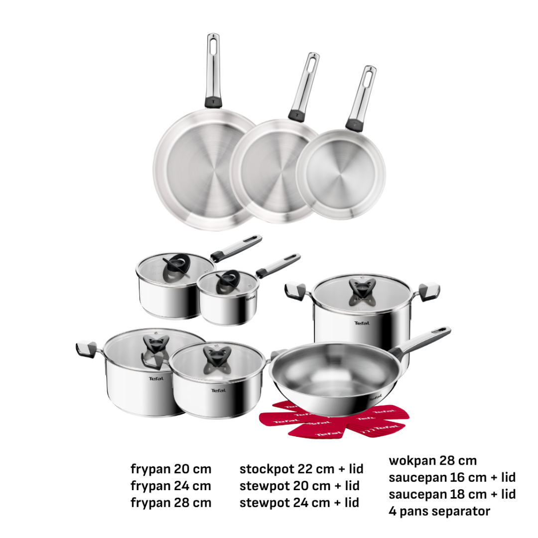 Tefal Emotion+ Induction Stainless Steel Uncoated 9pc Set