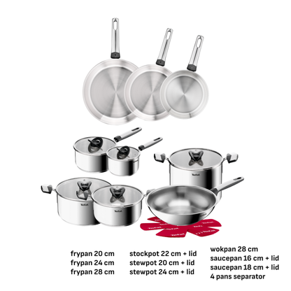 Tefal Emotion+ Induction Stainless Steel Uncoated 9pc Set