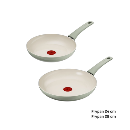 Tefal Recycle Induction Ceramic Green Lichen Twin Pack Frypans 24/28cm