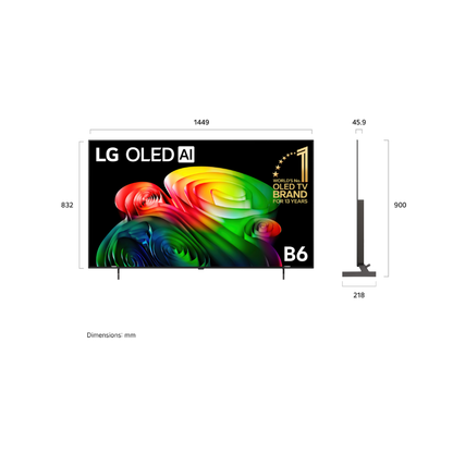 LG 65" OLED AI B6 4K SMART TV (2026)