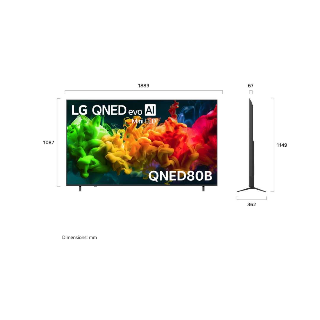 LG 85" QNED80B EVO AI MINI LED 4K SMART TV (2026)