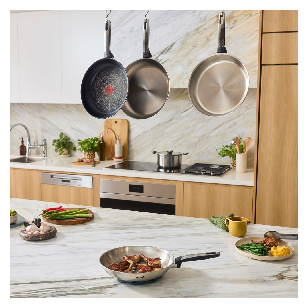 Tefal Emotion+ Induction Stainless Steel Uncoated Twin Pack Frypan 24/28cm
