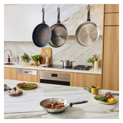 Tefal Emotion+ Induction Stainless Steel Uncoated Twin Pack Frypan 24/28cm