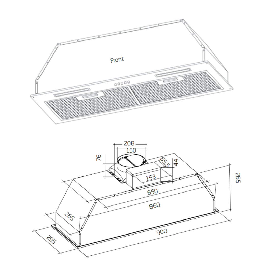 Schweigen 90cm Matte Black Undermount Rangehood  with On-Board Motor
