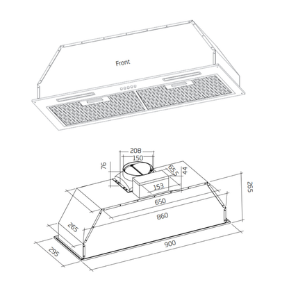 Schweigen 90cm Matte Black Undermount Rangehood  with On-Board Motor