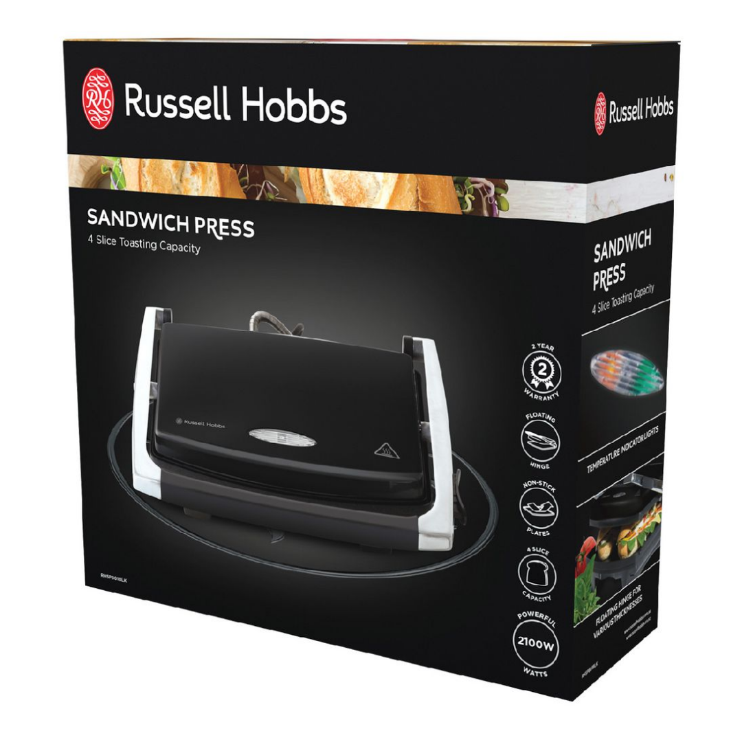 Russell Hobbs 4 Slice Sandwich Press Black Pearl 2200W