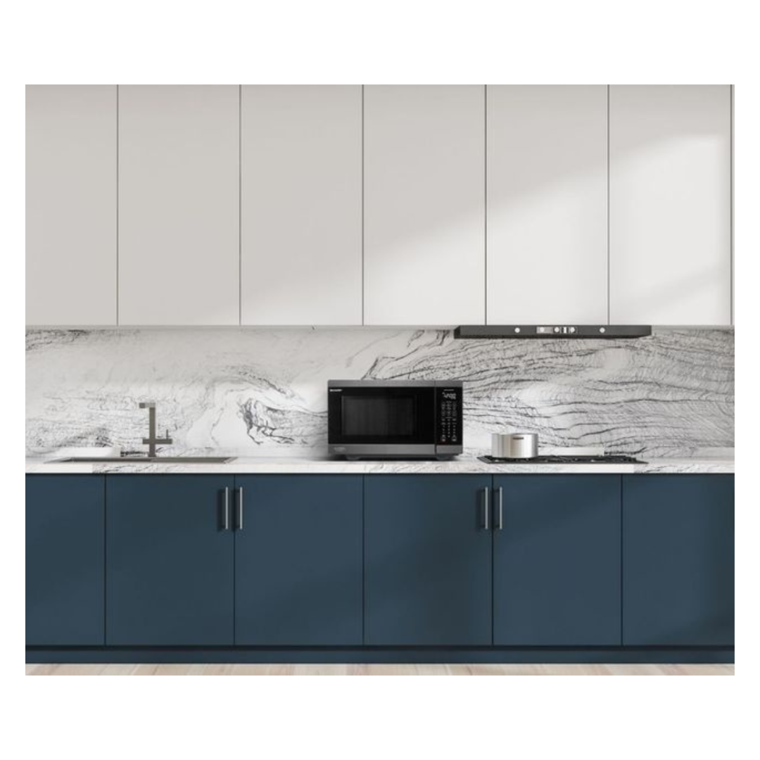 Sharp 26L Flatbed Microwave in Black Steel with Smart Inverter
