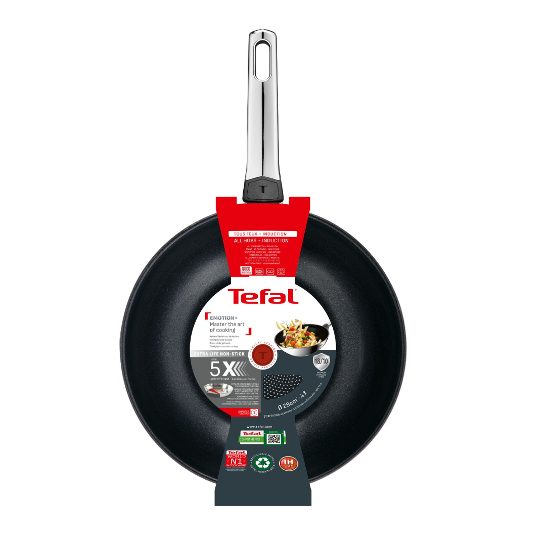 Tefal Emotion+ Induction Stainless Steel Uncoated Wok 28cm