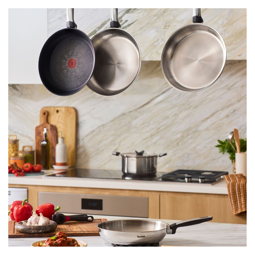 Tefal Emotion+ Induction Stainless Steel Uncoated Twin Pack Frypan 24/28cm