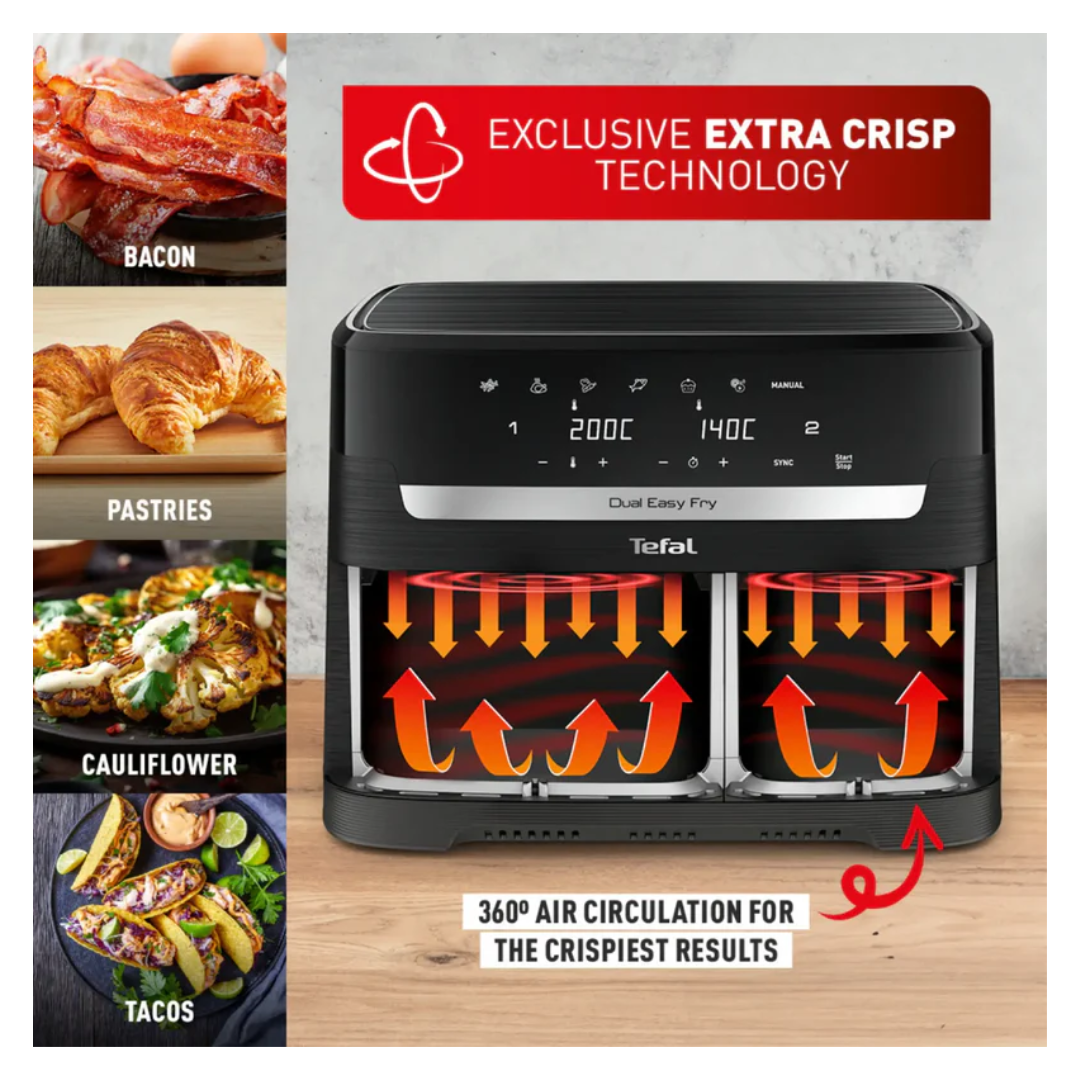 Tefal 8.3L Dual Easy Fry Essential Black