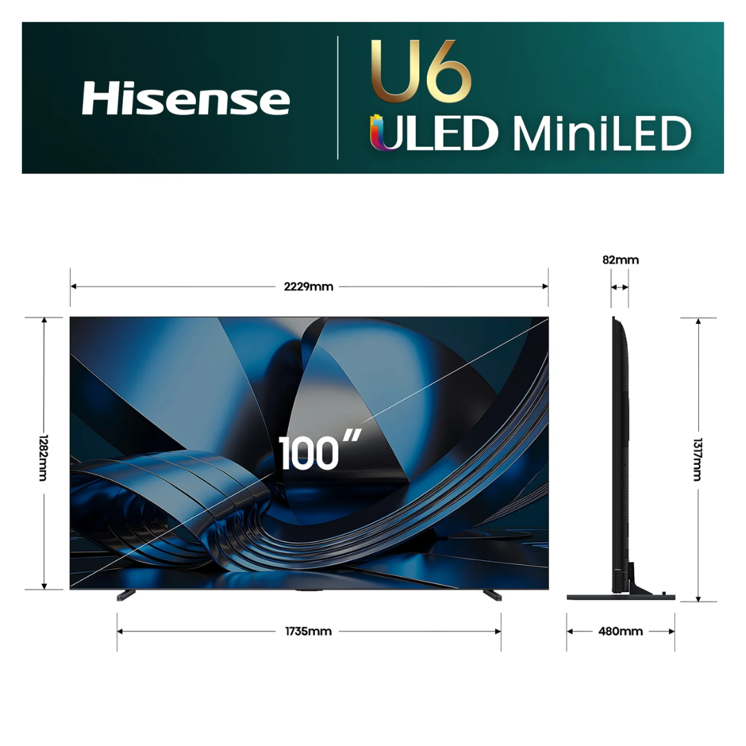 Hisense ULED MiniLED 100" U6S Hi-QLED 144Hz 4K Smart AI TV (2026)