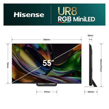 Hisense 55" UR8SAU RGB MiniLED 180Hz 4K Smart AI TV (2026)