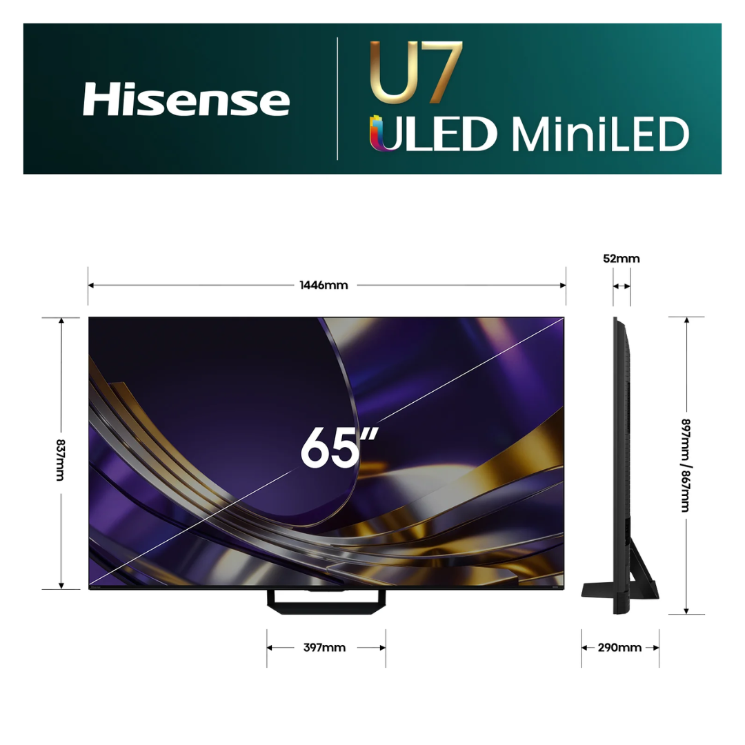 Hisense 65" ULED MiniLED U7SAU 4K QLED 165Hz Smart TV (2026)
