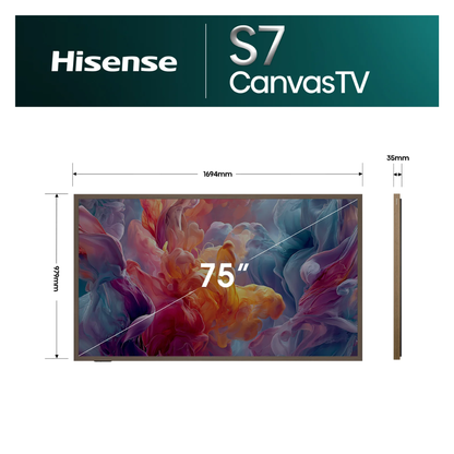 Hisense 75" Canvas TV S7SAU 4K Hi-QLED 144Hz Smart TV (2026)