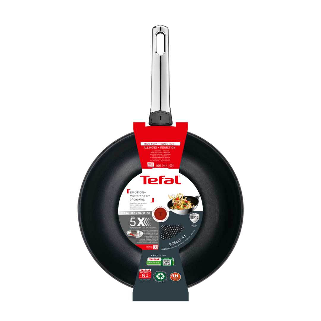 Tefal Emotion+ Induction Stainless Steel Non-Stick Wok 28cm