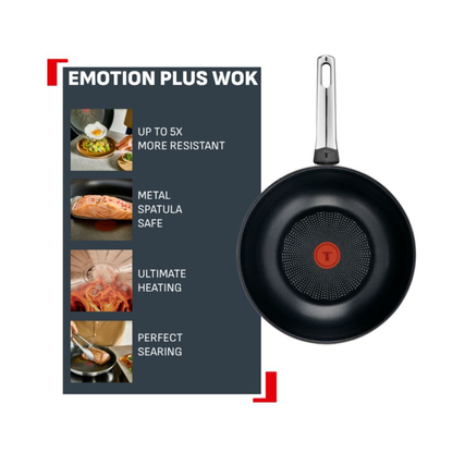 Tefal Emotion+ Induction Stainless Steel Uncoated Wok 28cm