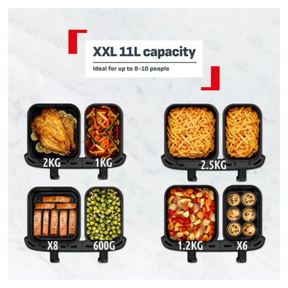Tefal Ever Fry Infra Heat Dual 11L Detachable Front Air Fryer