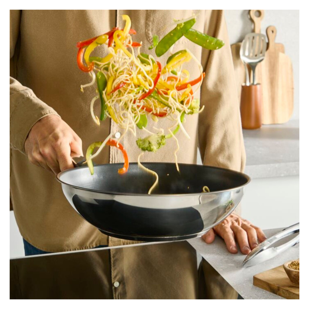 Tefal Emotion+ Induction Stainless Steel Uncoated Wok 28cm
