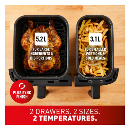 Tefal 8.3L Dual Easy Fry Essential Black