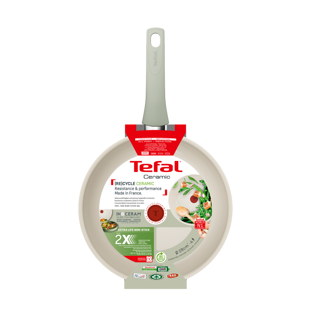 Tefal Recycle Induction Ceramic Green Lichen Non-Stick Wok 28cm