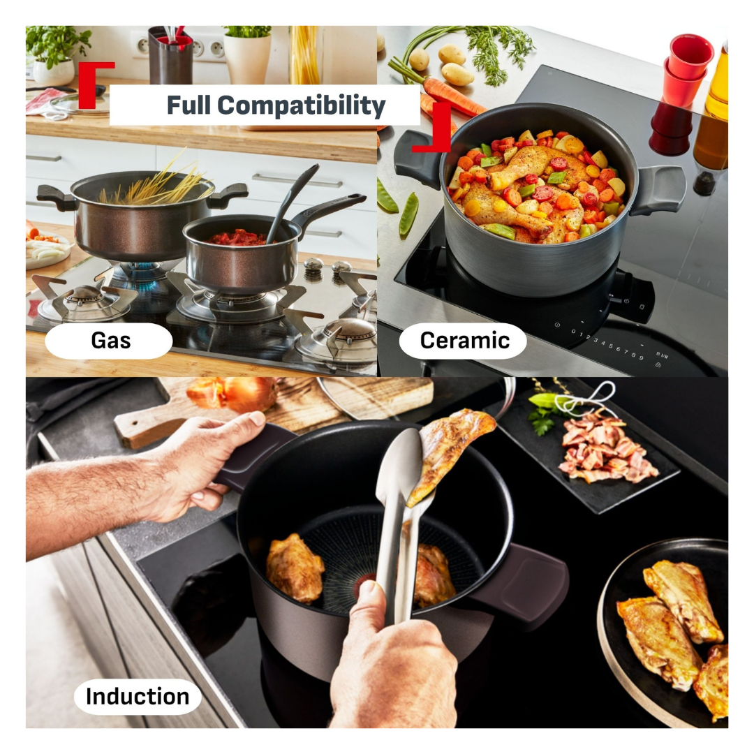 Tefal Recycle Induction Ceramic Green Lichen Non-Stick Sautepan 24cm + Lid