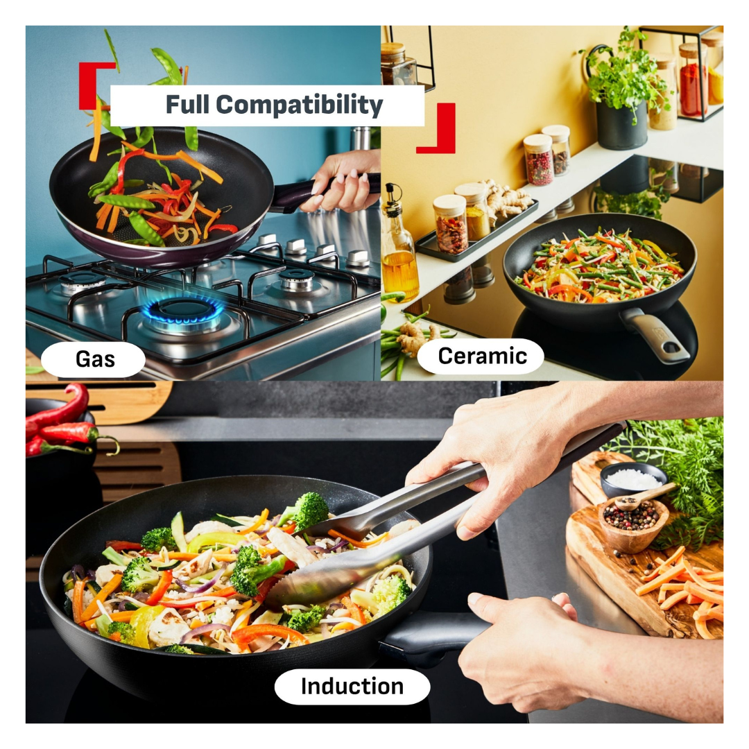 Tefal Recycle Induction Ceramic Green Lichen Twin Pack Frypans 24/28cm