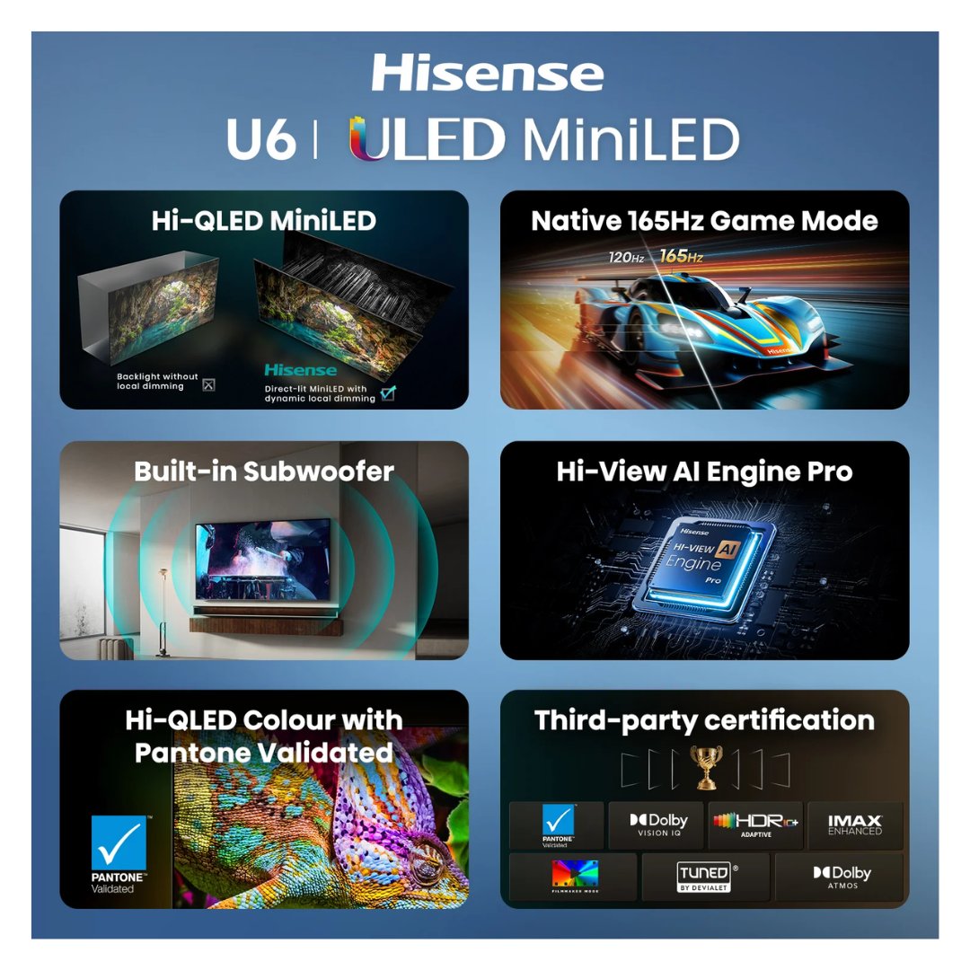 Hisense ULED MiniLED 100" U6S Hi-QLED 144Hz 4K Smart AI TV (2026)
