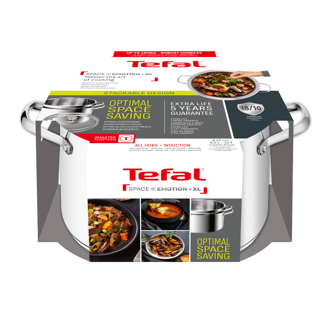Tefal Space+ Emotion+ XL Induction Stainless Steel Big Pot 9.6L